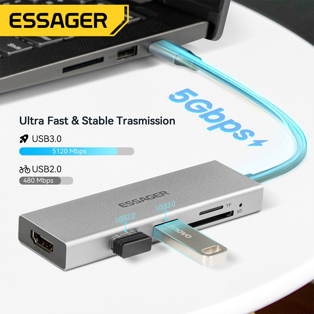 Essager 5 in 1 USB C HUB HDMI- - Hdmi Adapter Tablet review and price